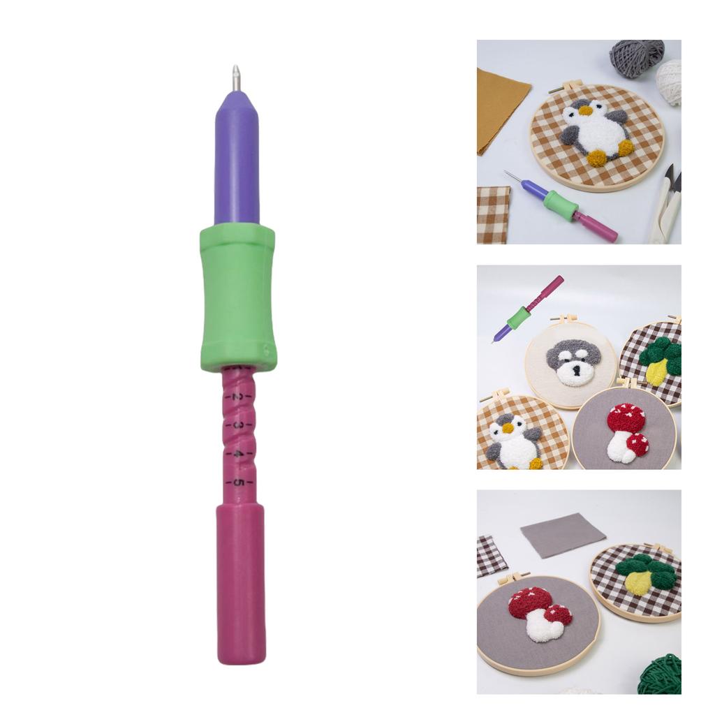 Punching Needle Embroidery Set with Threader Adjustable Embroidery Pen 2.2mm Needle Head for Embroidery Stitching Craft
