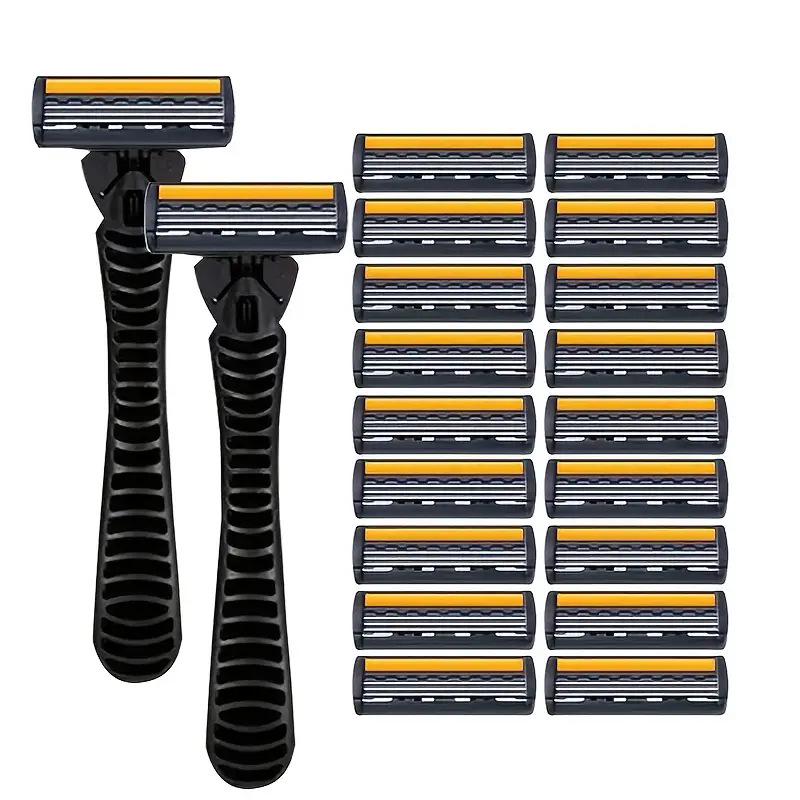 Прочное 3-слойное лезвие для безопасной бритвы из нержавеющей стали для легкого ручного удаления волос