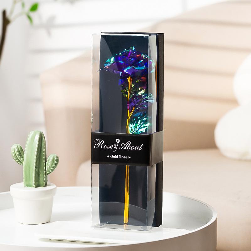 Подарок на День святого Валентина для девушки Вечный цветок Цветная фольга Роза в коробке Искусственный цветок День матери Свадебные сувениры