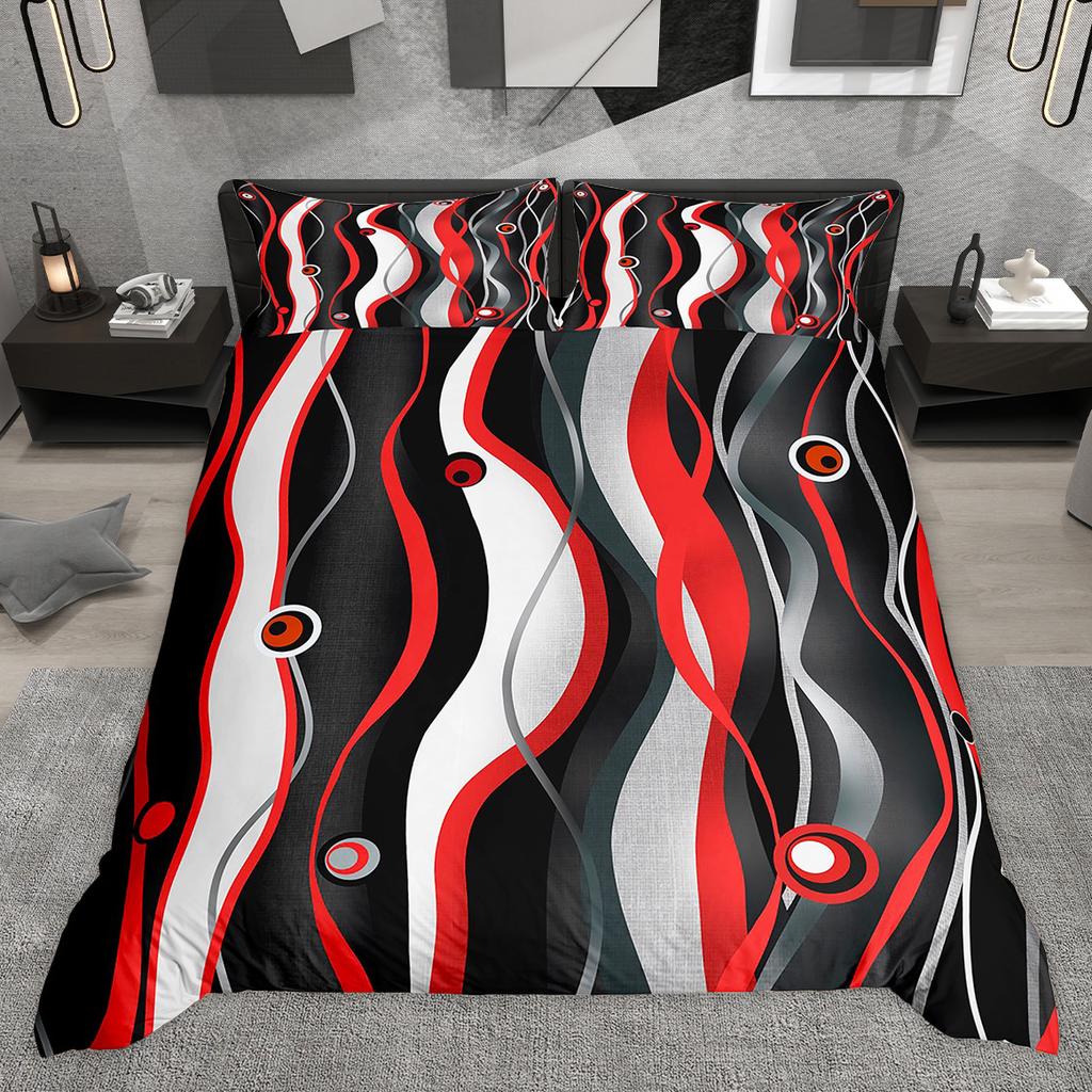 Comforter Homewish Contemporary Geometric Abstract Stripe Bedding Set Wave Lines Plaid Checkered Comforter Set