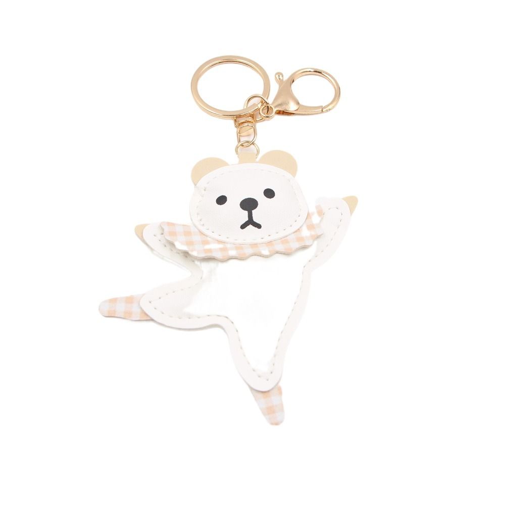 Patchwork PU Bear Pendant Animal Car Keyring Creative Ballet Bear Keychain Girl/Boy