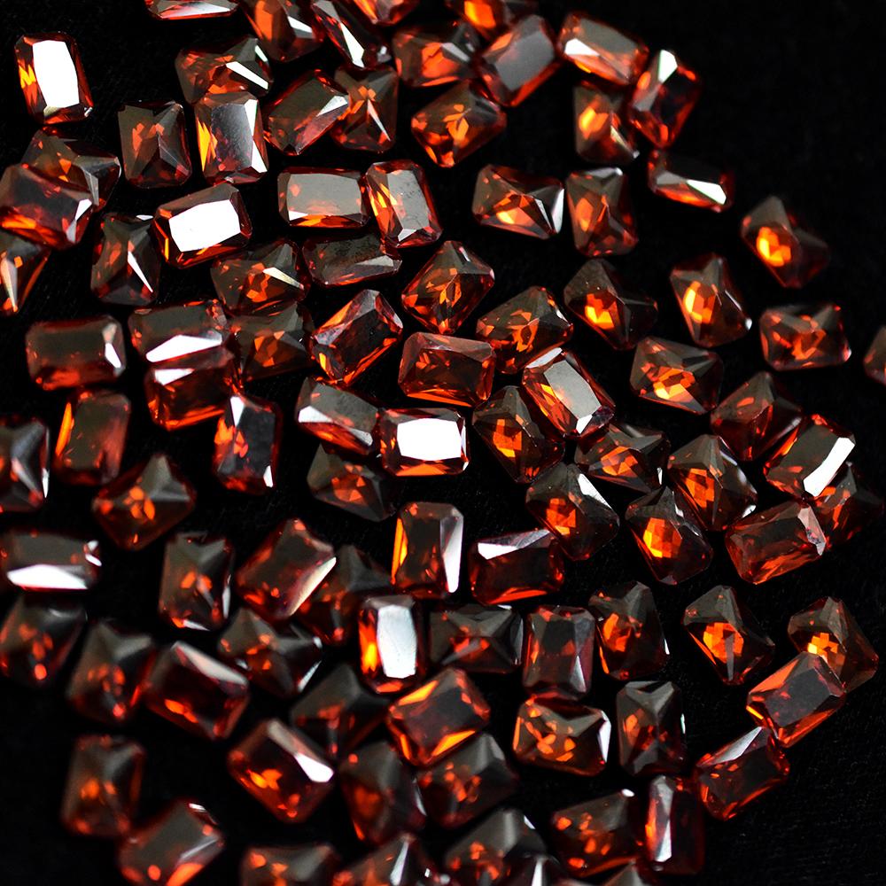 Natural Orange Sapphire Emerald Cut 2.4 Ct 7x5 mm Certified Quality Stone Lot nsc-264