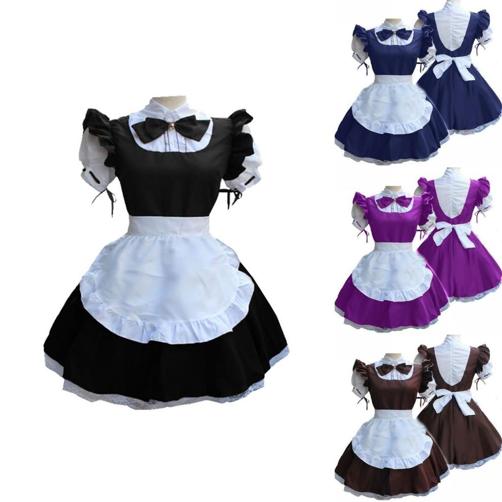 Женское ретро платье горничной с коротким рукавом, милым кукольным воротничком и принцессной эстетикой