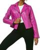 Women's Jacket Pink Handmade Leather Lambskin Stylish Casual Fashionable Motorcycle Wear