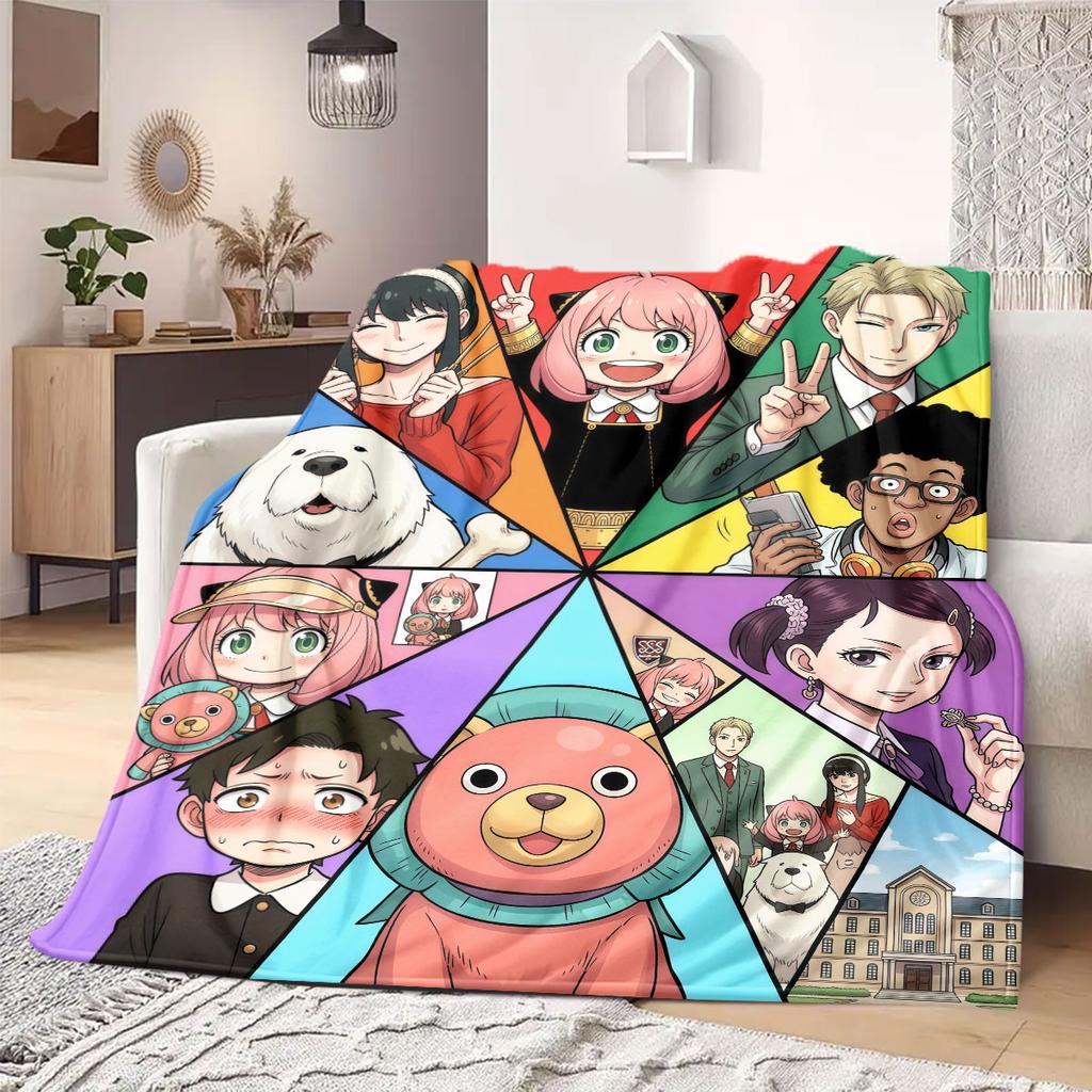 Spy x Family Trendy Print Flannel Blanket, Cartoon Theme for Home Decor, All-season Bedding for Chairs and Travel_LIAN