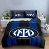 Blue-black stripes, Inter logo. Bedding sets Duvet cover sets Duvet covers Pillowcases(1*Duvet Cover 2*Pillowcases without duvet insert)