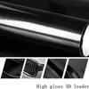 New 12"x60" 5D Ultra Shiny Gloss Glossy Black Carbon Fiber Vinyl Wrap Sticker Decal