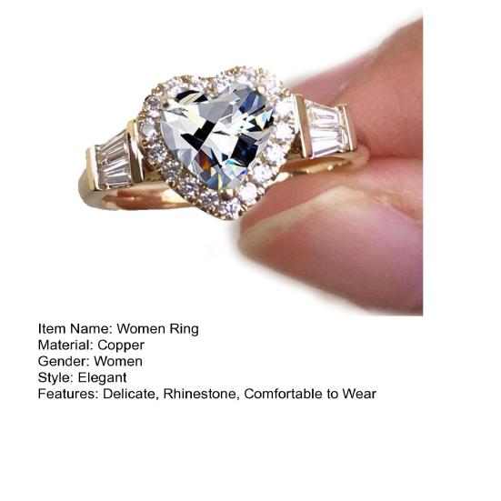 Обручальное кольцо Великолепное гальваническое ретро-подарок Золотое сердце любви со стразами ювелирные изделия на палец