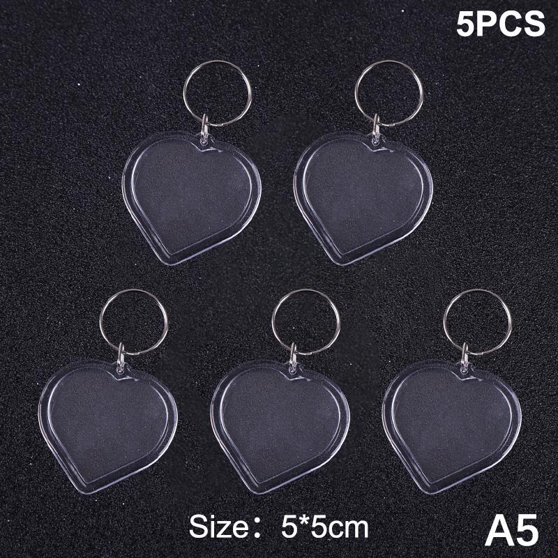 5Pcs Blank Photo Frame Keychain Clear Acrylic Keyring Insert Photo Split Key Pendant Diy Key Holder Couple Anniversary Gifts