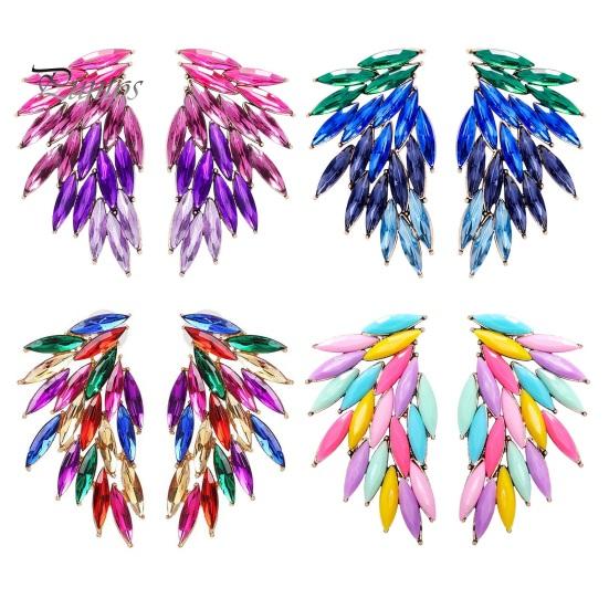 1 пара перьевых шипов в форме крыльев, серьги-гвоздики для ушей, персонализированные цветные стеклянные женские серьги-гвоздики, модные ювелирные изделия, подарок