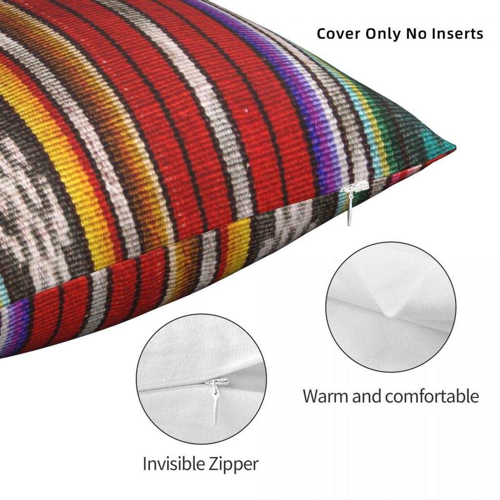 Guatemalan Fabric Square Pillowcase Polyester Linen Velvet Pattern Zip Decor Throw Pillow Case Car Cushion Cover