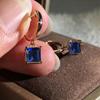 Silver Luxury Rose Color Gold Princess Cut White Blue Red Green Stone Drop Stud Earrings Womens Wedding Jewelry Gifts