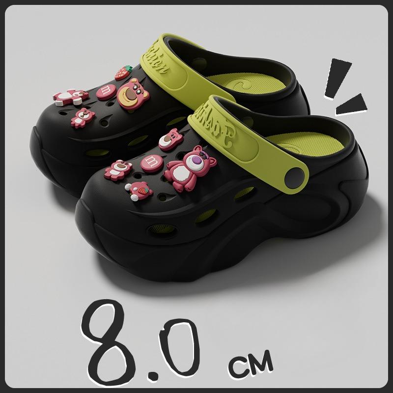 Разноцветные массивные сабо на платформе для женщин, лето 2024, пляжные сандалии с мягкой толстой подошвой, женские нескользящие тапочки на танкетке из ЭВА