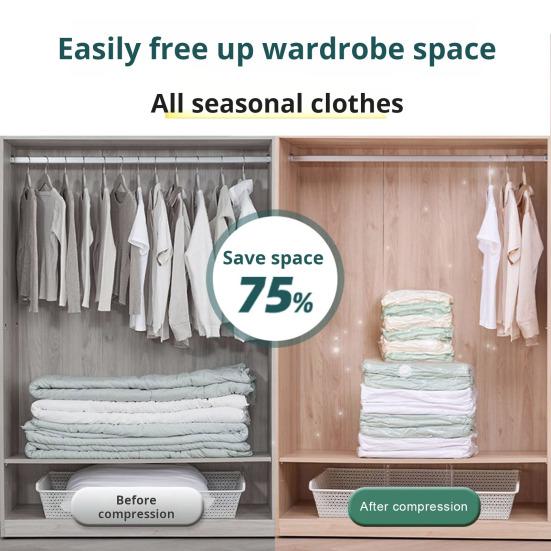 Вакуумный компрессионный мешок Утолщенный материал Большая вместимость Не требуется насос Сжатие с воздушным клапаном Пыленепроницаемый влагозащищенный упаковочный мешок