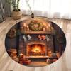 Рождественское украшение гостиной Рождество · Ретро камин Круглый ковер Ковер для спальни Домашний коврик для пола Моющийся ковер для отдыха