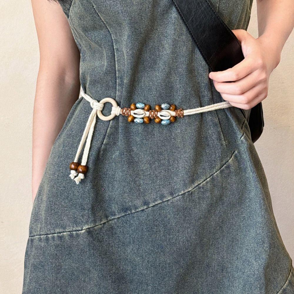 PU Leather Bohemian Style Waist Chain Retro Weave Belt Fashion Ethnic Style Belt Dress Decoration