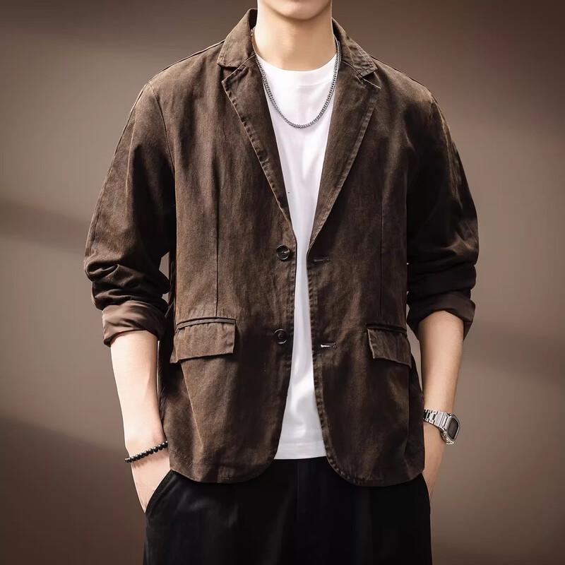 Мужской блейзер в американском ретро стиле с вырезом на лацкане