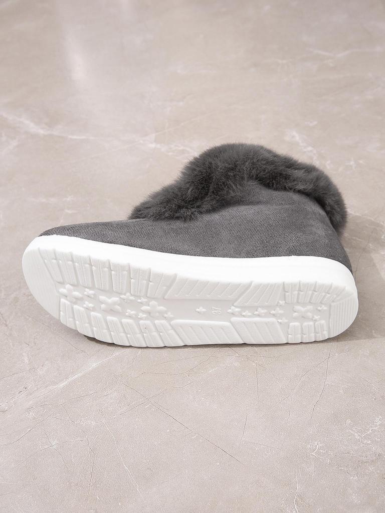 Женские зимние ботинки большого размера с меховой подкладкой - Зимний стиль кросс-бордер, Короткое голенище, Толстая пушистая хлопковая теплая подкладка