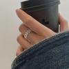 Korean S925 Silver-Plated Hip-Hop Open Ring - Retro Fashion Small Round Bead Design for Women