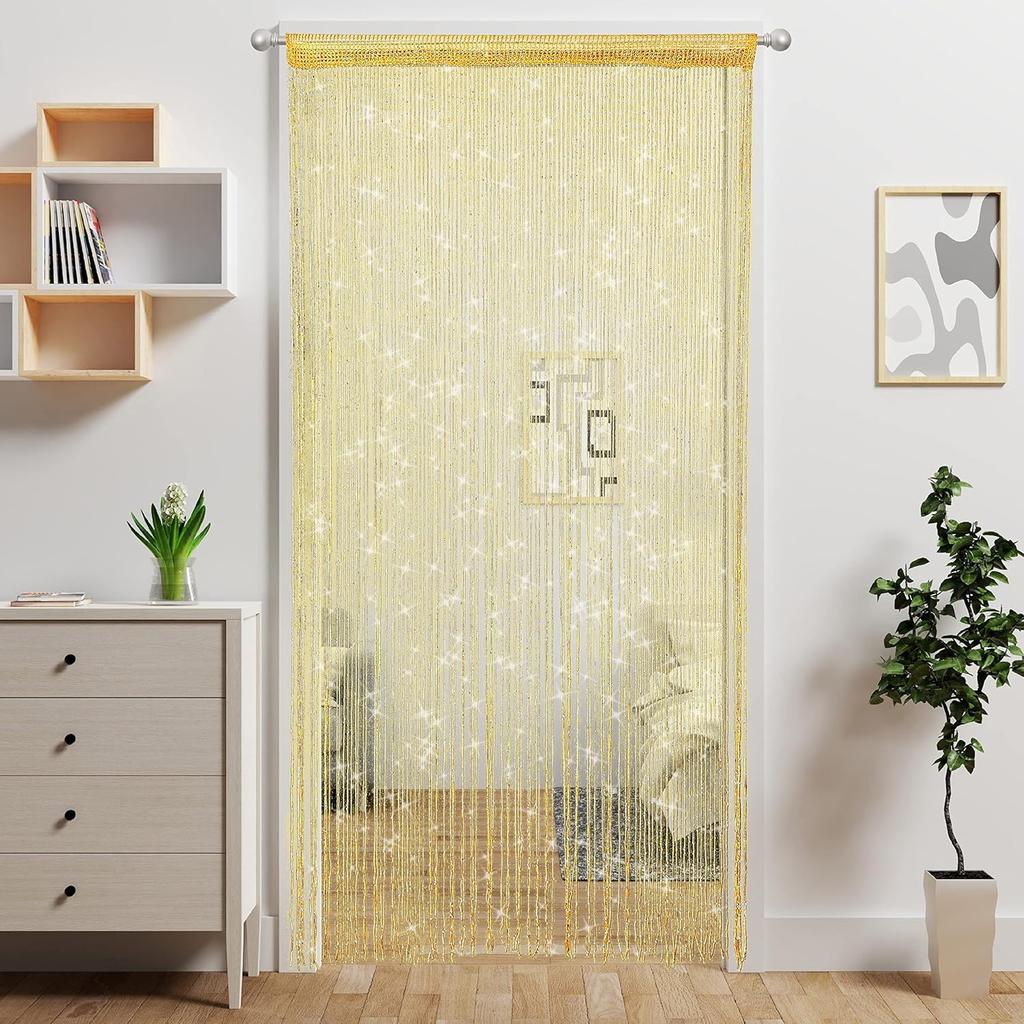 Door String Curtain Doorway Beads Curtains,Hanging Room Divider Beaded Decor Glitter Fringe Panel Closet Window Sequin Sheer Boho Doors Tassel