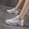Women's Spring Sneakers Rainbow Soft Bottom Flyweaving Coconut Women's Shoes Mesh Breathable Sports Casual Running Shoes