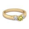 Peridot Elegant Three Stone Ring - Sterling Silver Gold Vermeil
