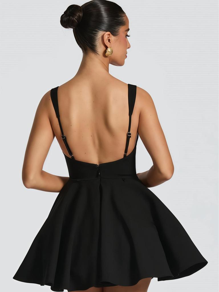 Sweet Spaghetti Strap Backless Dress with Large Bow - 2025 Spring Collection