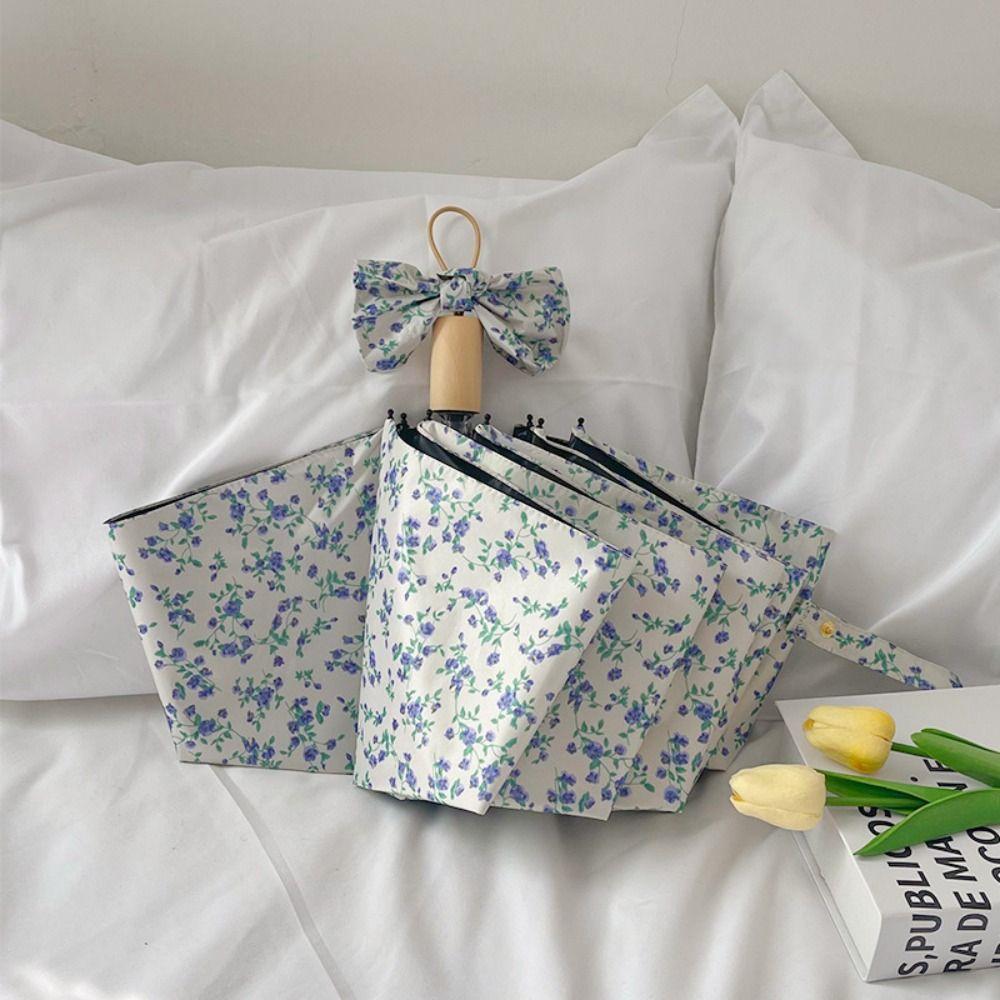 UV Protection Sunshade Umbrella Floral Patterns Dual Use Umbrella Travel