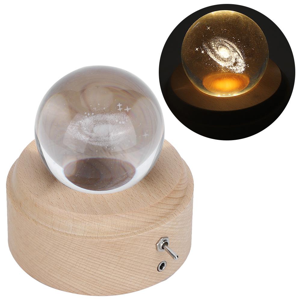 Прозрачный хрустальный шар вращающийся деревянный музыкальный ящик светодиодный ночник для девочек подарок на день рождения Рождество