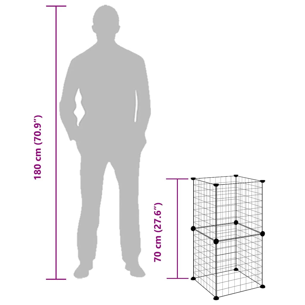 8 Piece Pet Cage Black 35 x 35 cm Steel