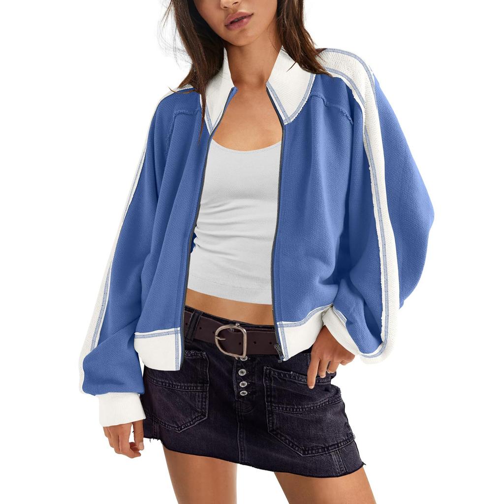 Женская куртка с длинным рукавом на молнии, толстовка, повседневная верхняя одежда, пальто с карманами