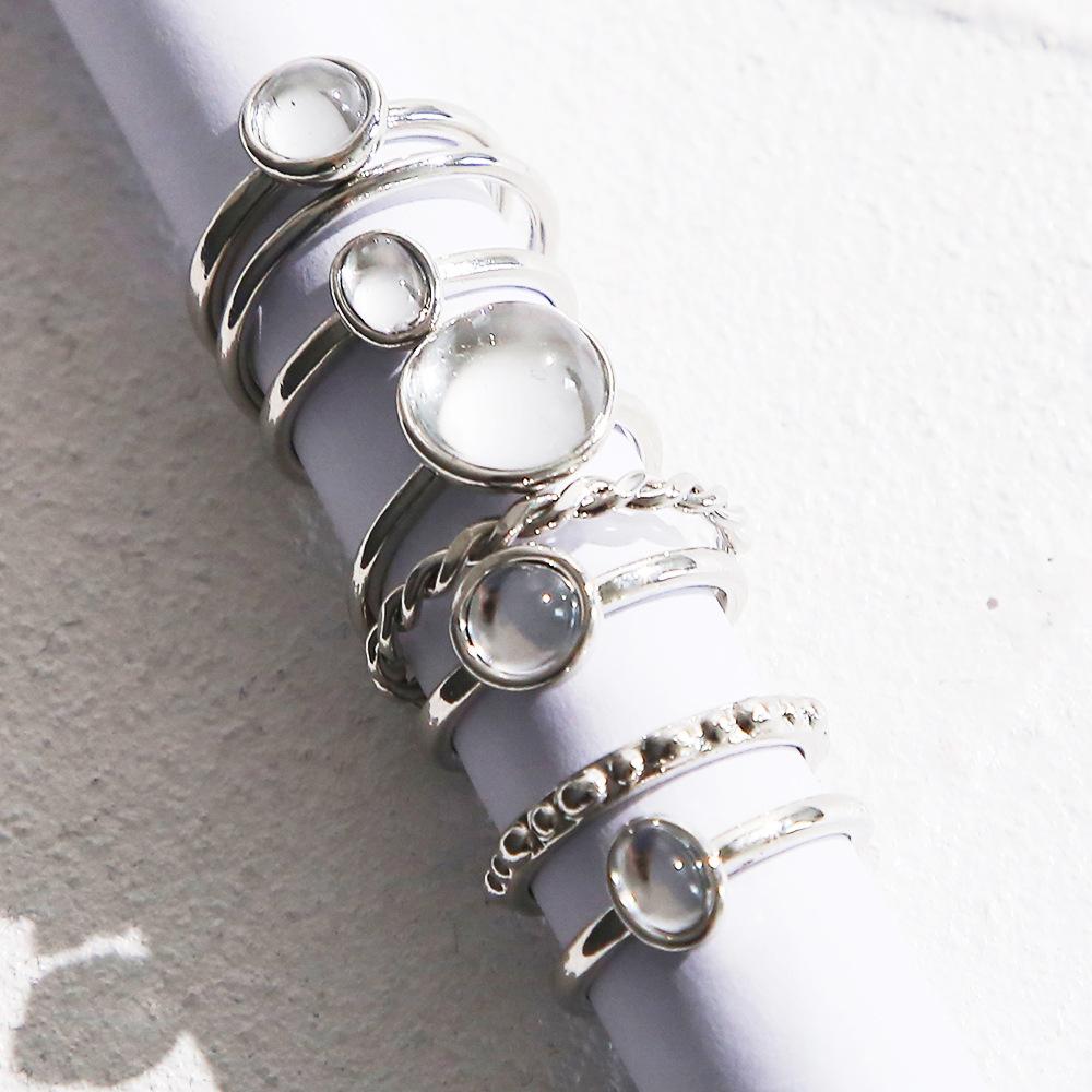 iF ME Европейское и американское простое ретро-круглое кольцо с драгоценным камнем, модное темпераментное ювелирное изделие богини, кольцо в цвет, комплект из 8 предметов