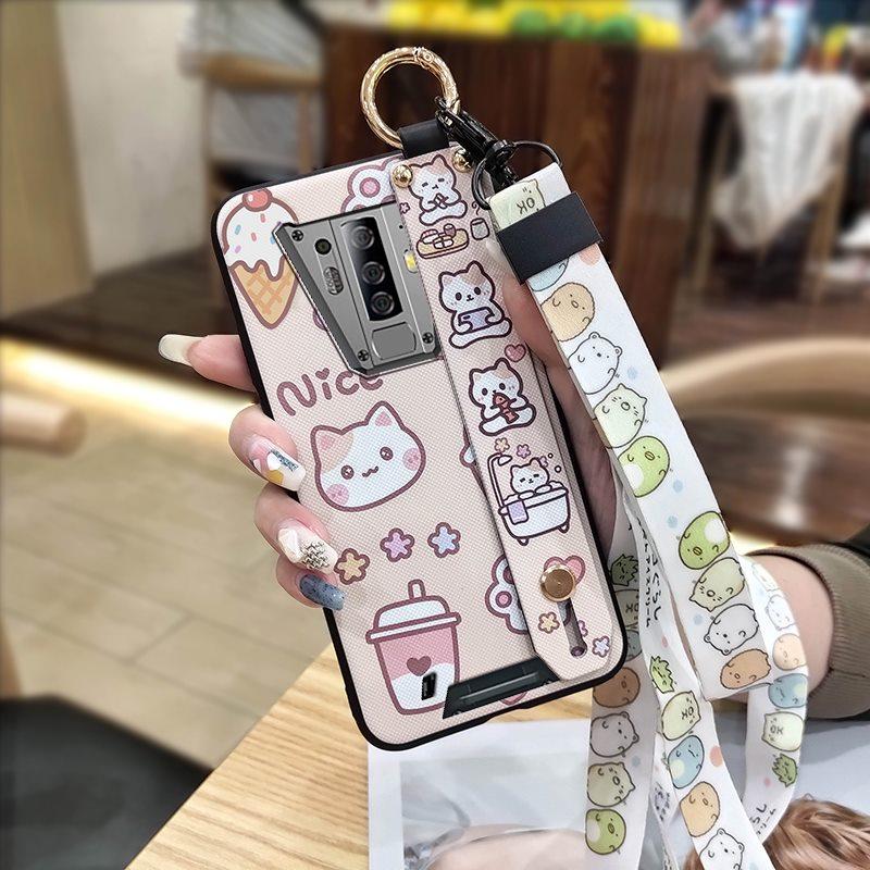 Kickstand Anti-dust Phone Case For Blackview BV6900 Wrist Strap Ring Cartoon Anti-knock Waterproof Cute Dirt-resistant