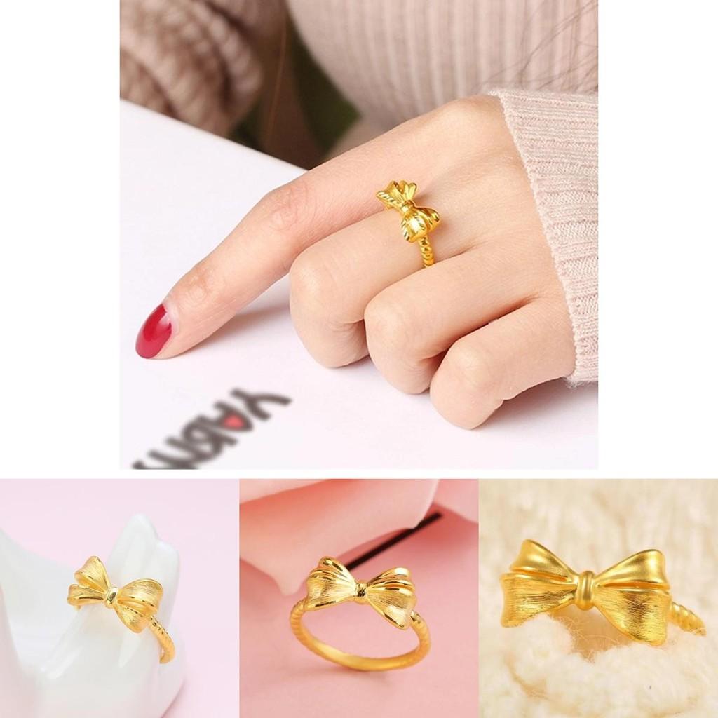 Stunning Gold Plated Brass Adjustable Butterfly Bow Ring For Women Perfect For Spring Fashion