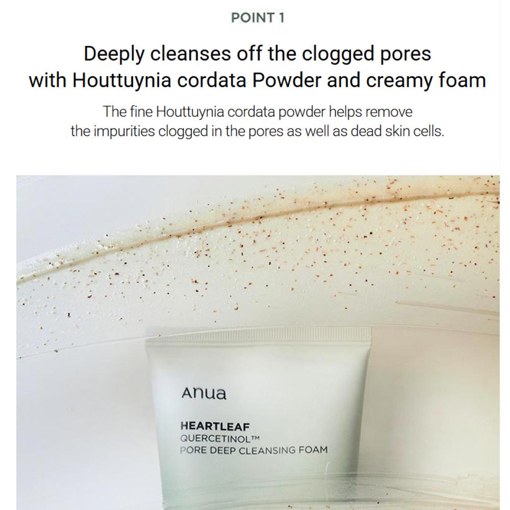 Anua Heartleaf Quercetinol Пенка для глубокого очищения пор 150 мл (+25мл) Корейская пенка для умывания лица, очищающая поры, с BHA