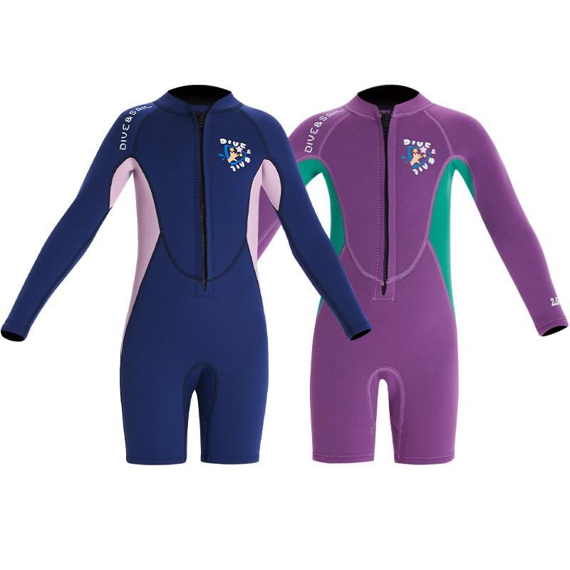 2.5mm Kids Wetsuit Girls Thermal One Piece Swimsuit Diving Snorkeling Surfing