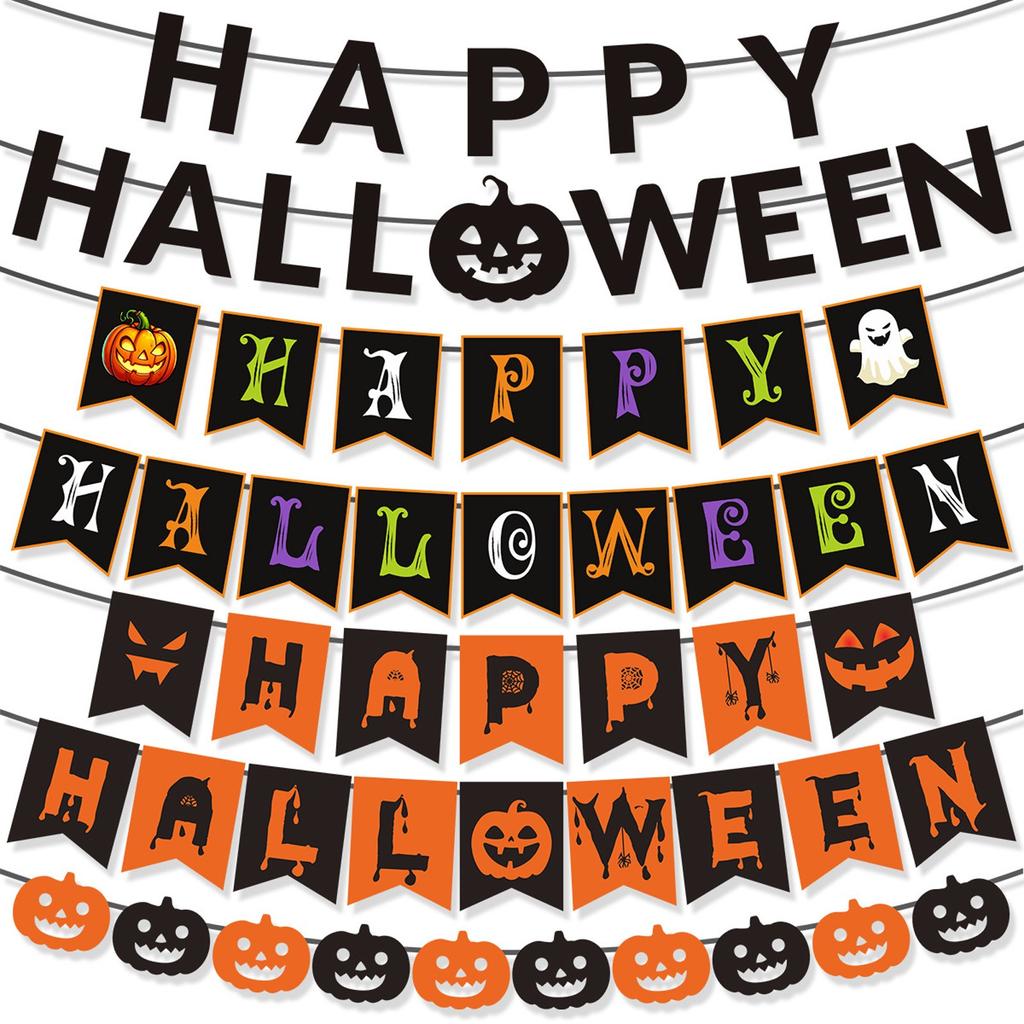Украшение для Хэллоуинской вечеринки Флаг с тыквой Счастливого Хэллоуина