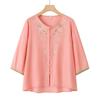 Elegant Mid-Aged Women's Round Neck 3/4 Sleeve Blouse