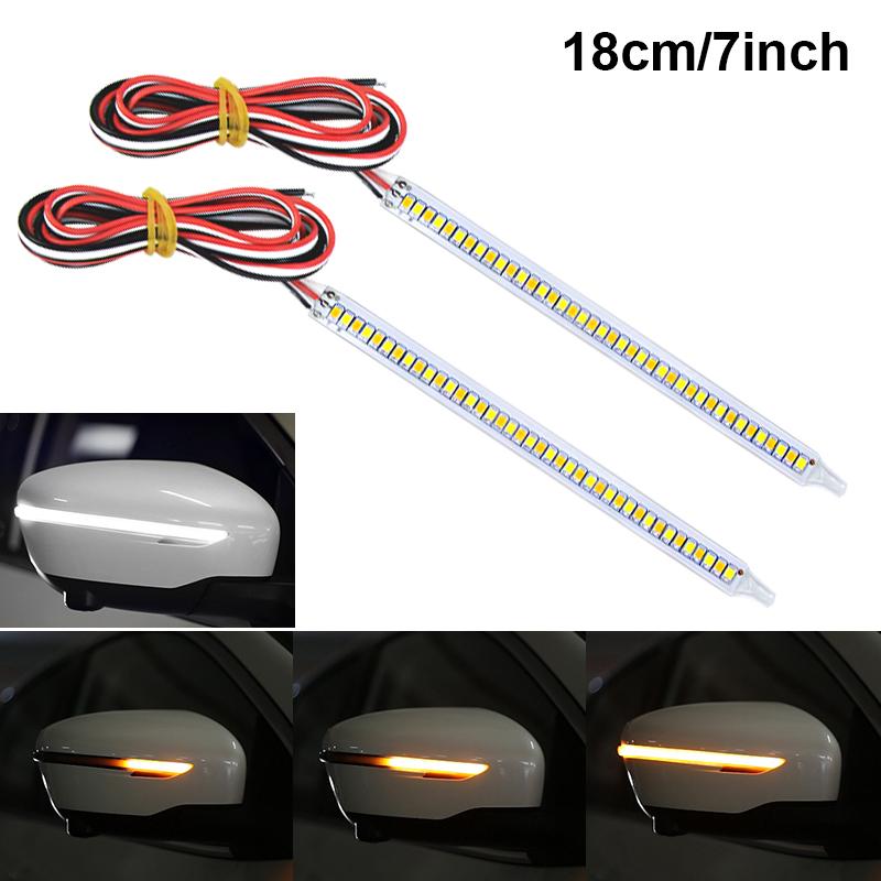 SEAMETAL Sequential Rear Mirror Turn Signal Lights Universal Dynamic Warning Strips LED Side Indicator Auto Daytime Running Light