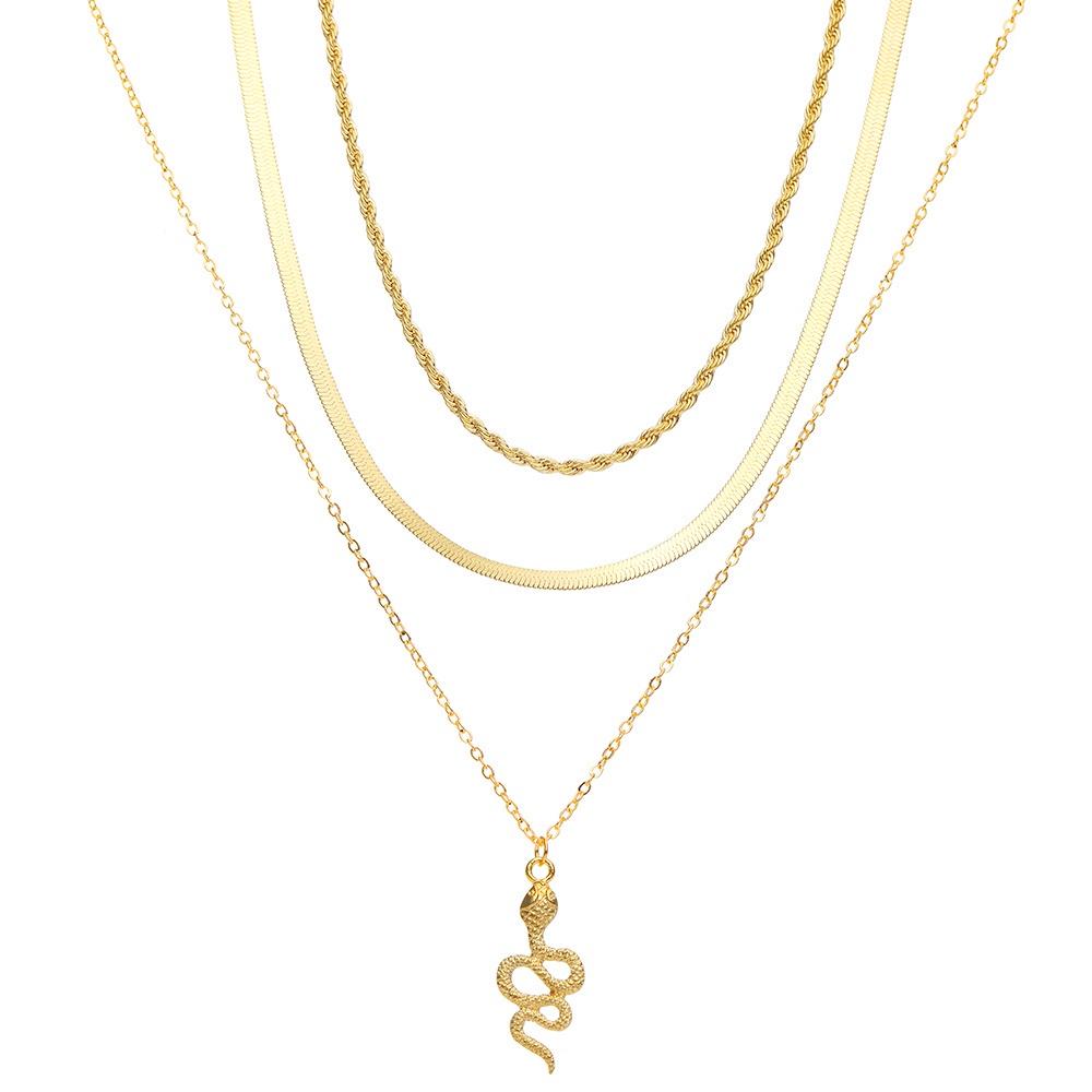 iF ME Модное многослойное золотое ожерелье, кулон с замком и бабочкой, змеей, цепочка, колье, женские ювелирные аксессуары