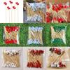 50 Count Bamboo Appetizer Picks Santa Theme Party Toothpicks For Holiday Fruit Salad Dessert Buffet Table Decorations