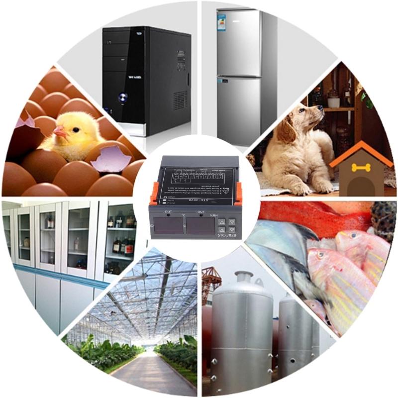 Dual Digital Thermostat Temperature Humidity Control STC-3028 Thermometer Hygrometer Incubator Controller AC 220V DC 24V
