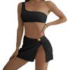 2024 Trendy European & American High Waist Slit Bikini Skirt 3-Piece Swimsuit