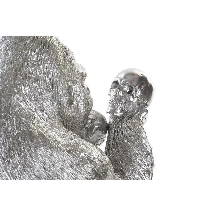 Decorative Figurine - Gorilla - Silvery - Resin - 38.5 X 33 X 43.5 Cm
