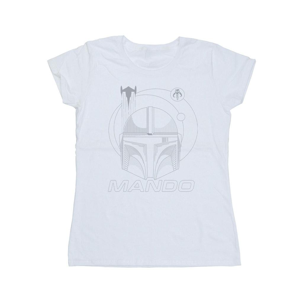 Star Wars Womens/Ladies The Mandalorian Rings Helmet Cotton T-Shirt