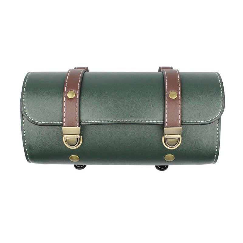 Сумка для хранения седла мотоцикла из искусственной кожи, сумка для инструментов на руль велосипеда, круглая, в форме бочки, водонепроницаемая, сворачивающаяся сумка, боковой багаж