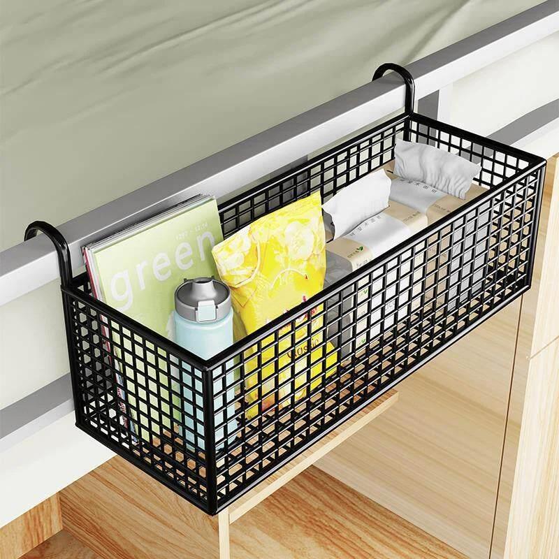 Hanging Bedside Organizer No Drill No Damage Bedframe Dorm Upper Bunk Snack Holder for Phone Book Dorm Storage