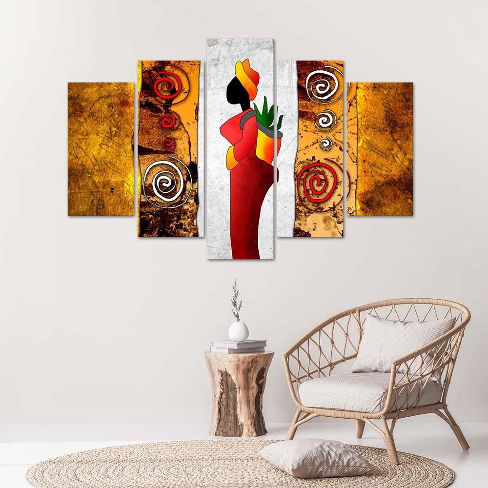 Картина из пяти частей, печать на холсте, африканская женщина