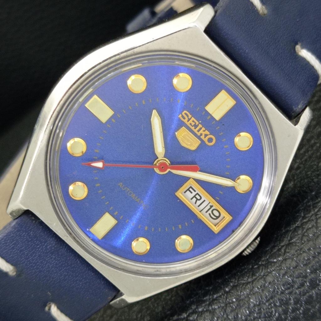 Seiko 5 АВТОМАТИЧЕСКИЕ ЯПОНИЯ 6309A МУЖСКИЕ ВИНТАЖНЫЕ СИНЕГО ЦВЕТА ЦИФЕРБЛАТ ЧАСЫ a702634-1