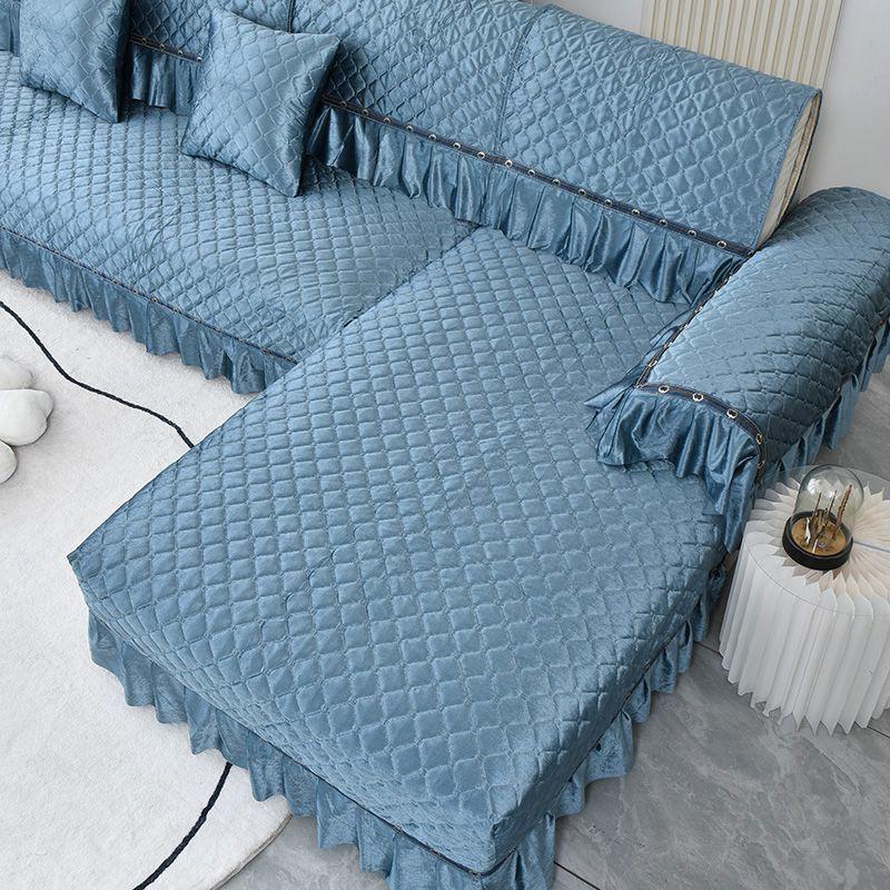 Роскошный золотой бархатный чехол для дивана для гостиной, однотонный грязеотталкивающий чехол для дивана, эластичная защитная подушка, 1-3 места, диванное полотенце